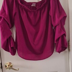 Pink Ruffled 3/4 Sleeve Blouse